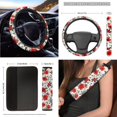 thumbnail image 5 of XYZCANDO Rose Print Seat Belt Cover Car Cushion Cover Steering Wheel Cover Armrest Cover Car Coasters Trash Can Lipstick Cover Handbrake Cover Fender Cover Keychain SUV Interior Decor, 5 of 7