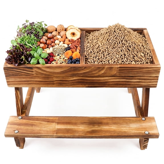 Chicken Feeder Table Chicken Picnic Feeder with Mesh Bottom Wooden Large DIY Chicken Feeder Kit Wild Bird Duck & Squirrel Feeders