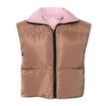 thumbnail image 4 of symoid Womens Coats- Fashion Zippers Slim Zipper Dual-purpose Bomber Warm Coat Tops Vest Brown M, 4 of 7