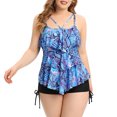 thumbnail image 1 of Women Plus Size Tankini Ruffle Swimsuit Two Piece Flowy Swimdress Tummy Control Bathing Suits with Boyshorts, 1 of 5