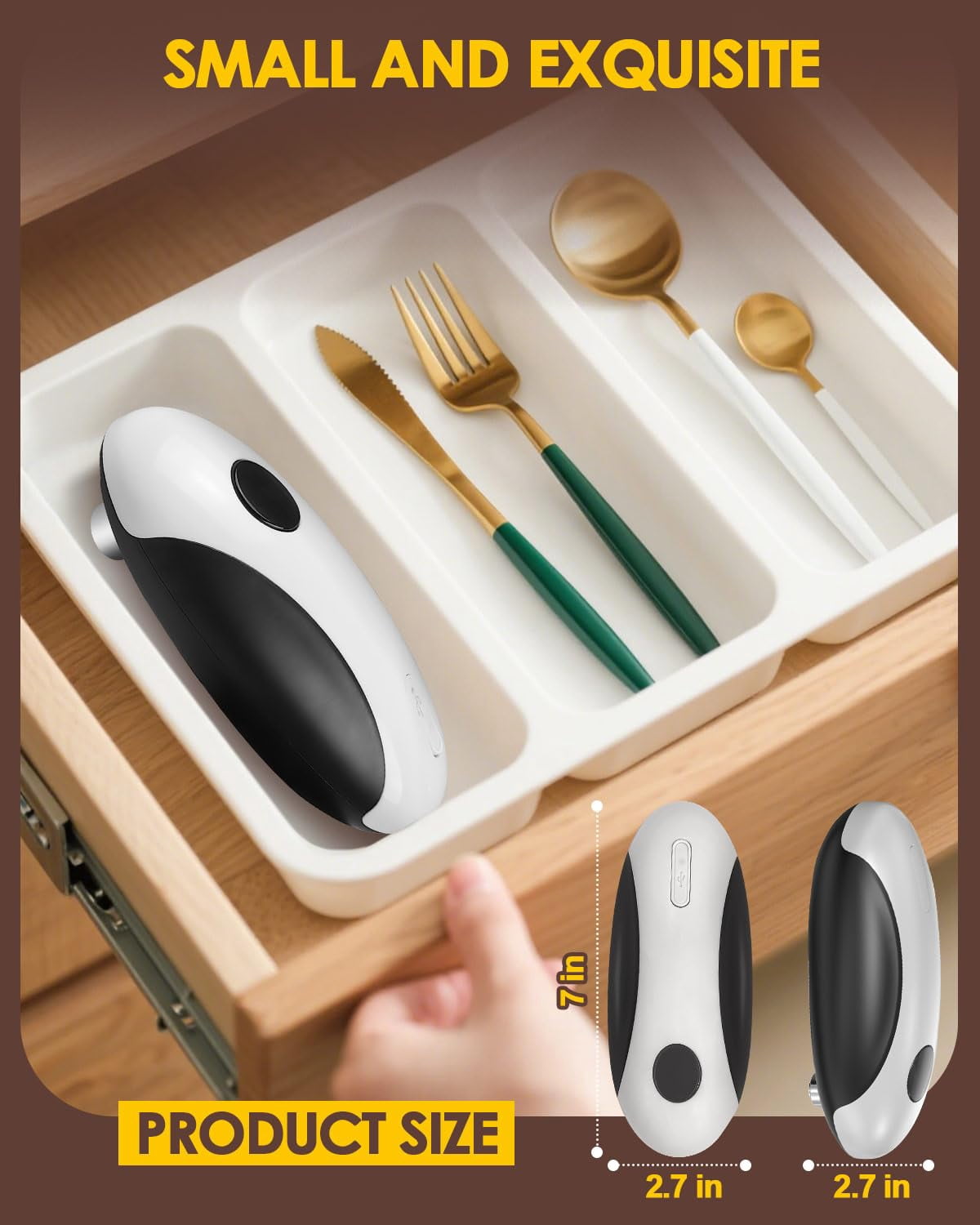 JFengqi Electric Can Opener, One-Touch Automatic Can Opener, Rechargeable, Hands-Free, Fits All Can Sizes, Catch for Kitchen & Seniors with Arthritis