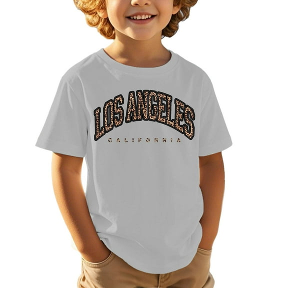 Kid Boys T Shirts Los Angeles Shirts Letter Print short Sleeve Short Sleeve Summer Oversized Tops Boys Tshirt Size 10-11 Years