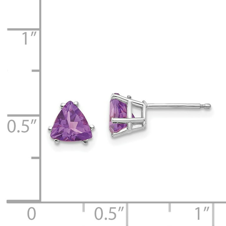 14k White Gold 6mm Trillion Amethyst Earrings 14k White Gold 6mm Trillion Amethyst Earrings