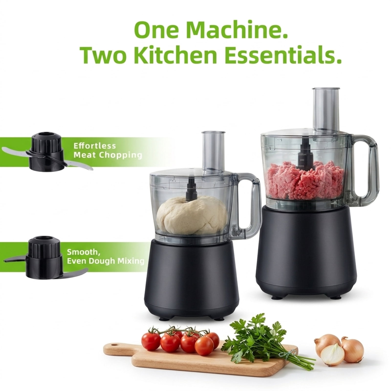 Fenbeli 12-Cup Food Processor with Salad Spinner, Multi-Function Chopper, Slicer, Shredder, Puree and Dough System, Black