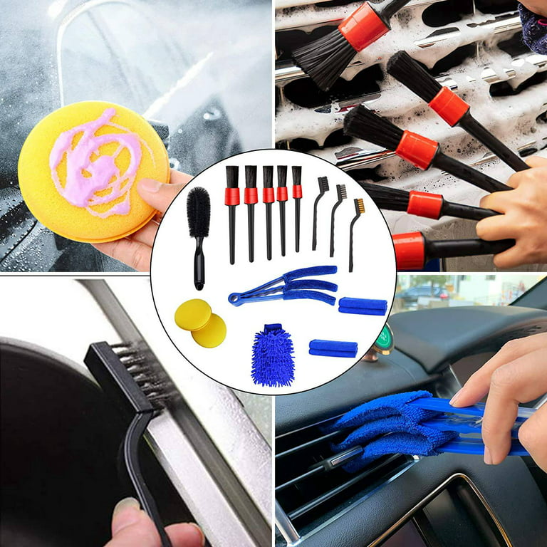 15 PCS Car Detailing Brush Set,Car Interior Cleaning Kit Includes Detail  Brushes, Wheel Brush, Wheel Tire Brush Kit 