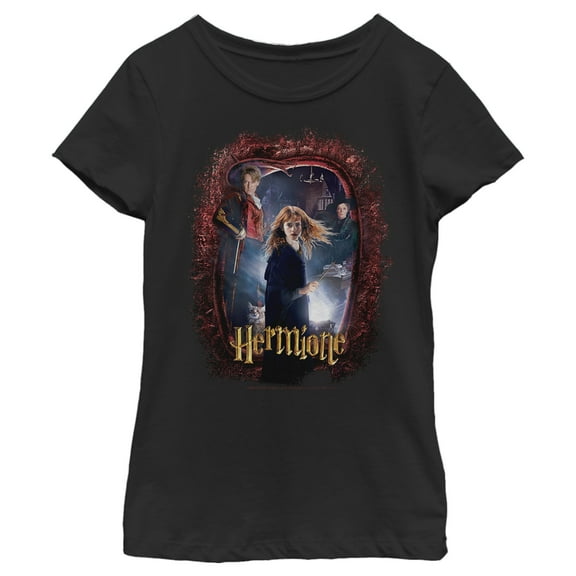 Girl's Harry Potter Hermione Secrets Frame  Graphic Tee Black Medium