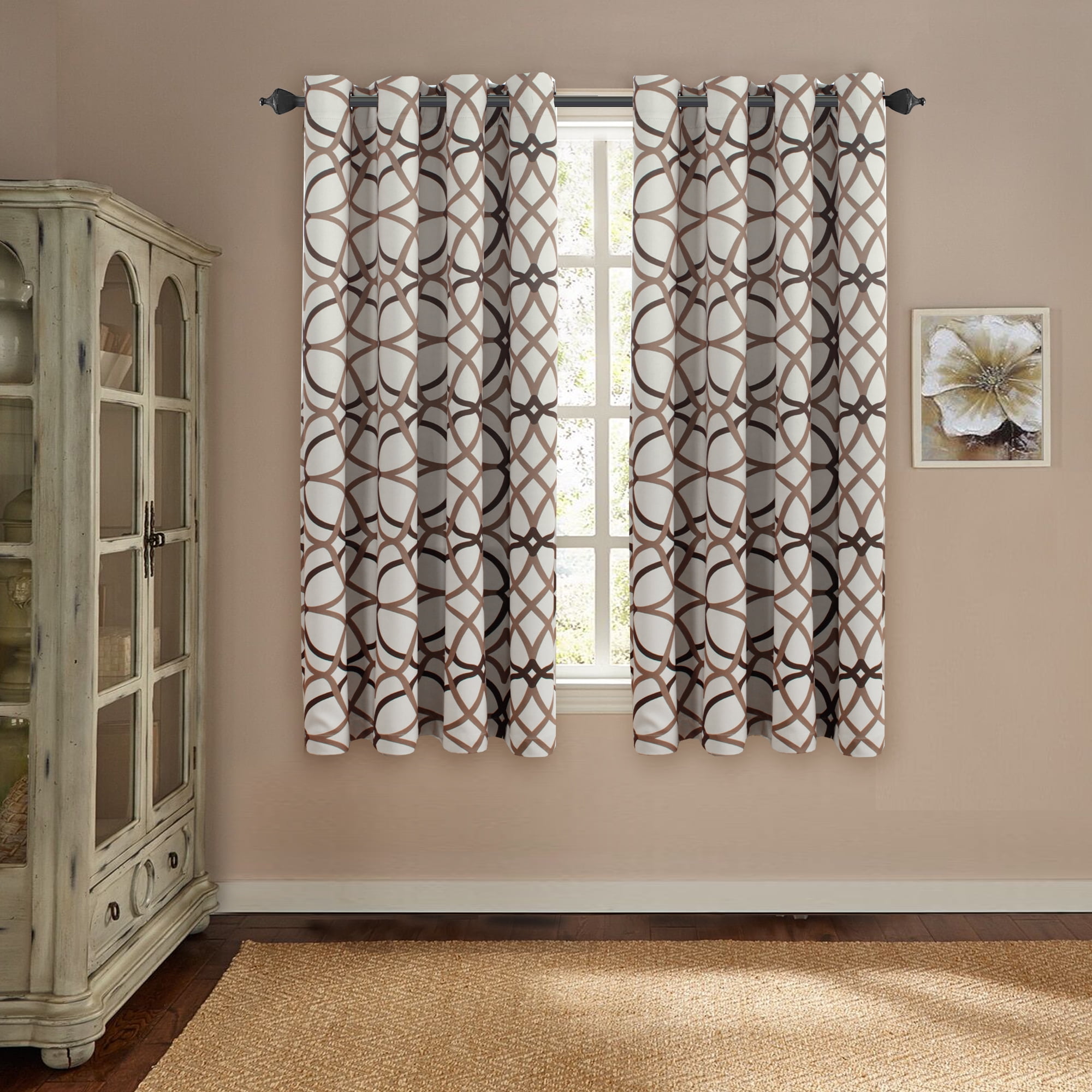 Nickel Grommet Top Insulated Blackout Curtain 74 Inch Length Pair, 