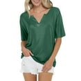 thumbnail image 2 of Sweet Home Farm V Neck T Shirts for Women Summer Tops Vacation Trendy Boho Short Sleeve Casual Loose Comfy Tunic Clothes Short Sleeve Shirts for Women Green, 2 of 5