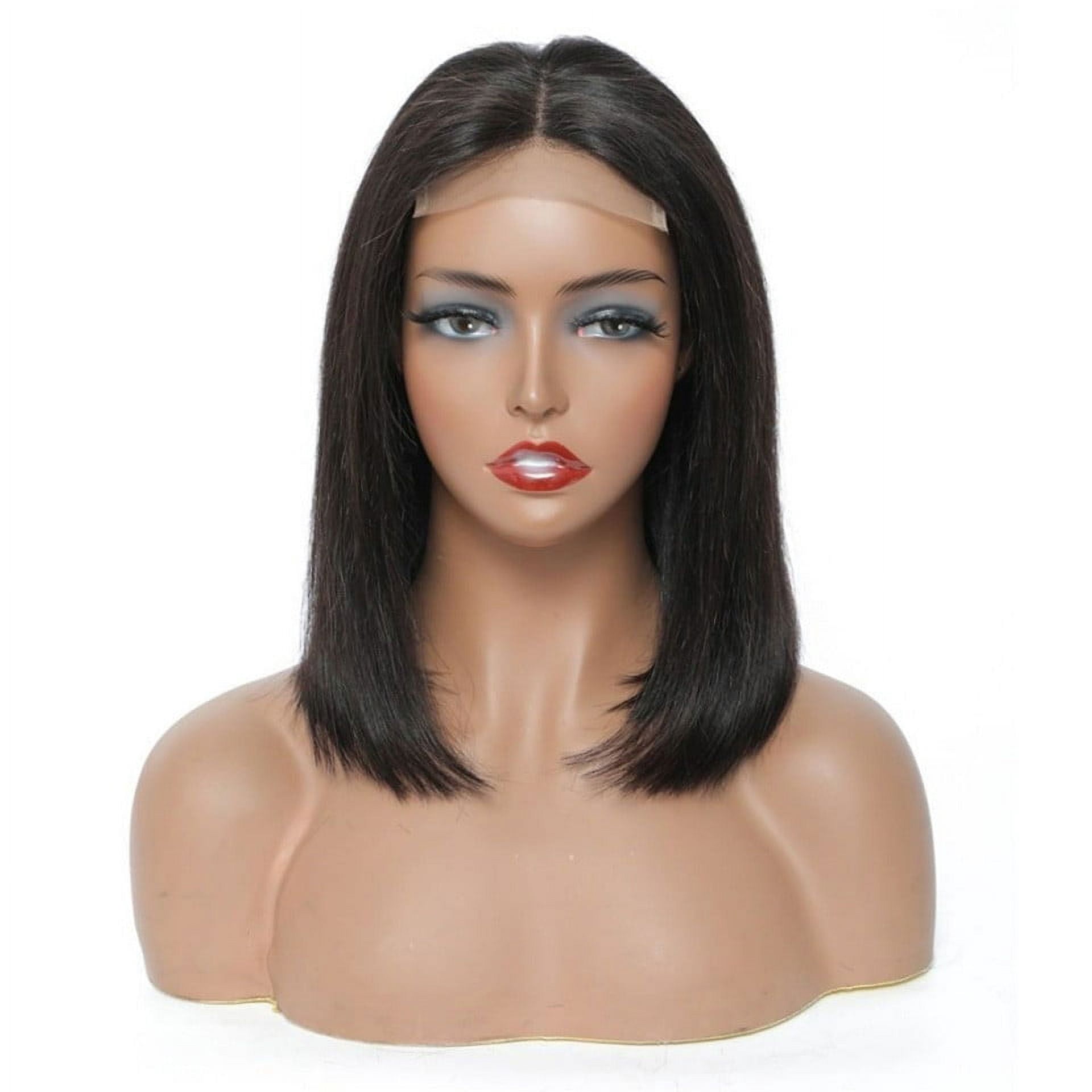 Bob Wigs Natural Black Human Hair Lace Part Wigs Pre Plucked 4×1 T Part Lace Front Wig Middle Part Short Straight Bob Wigs for Women 12inch