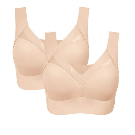 Baodmurt Push Up Bras Set for Women Lounge & Sleep Adaptive Wireless Lingerie  Underwear  Beige+Beige 32ABCDE