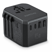 EPICKA Universal Travel Adapter with 45W GaN PD & QC Fast Charging, International Power Adapter, European Travel Plug Adapter (105S, Black)