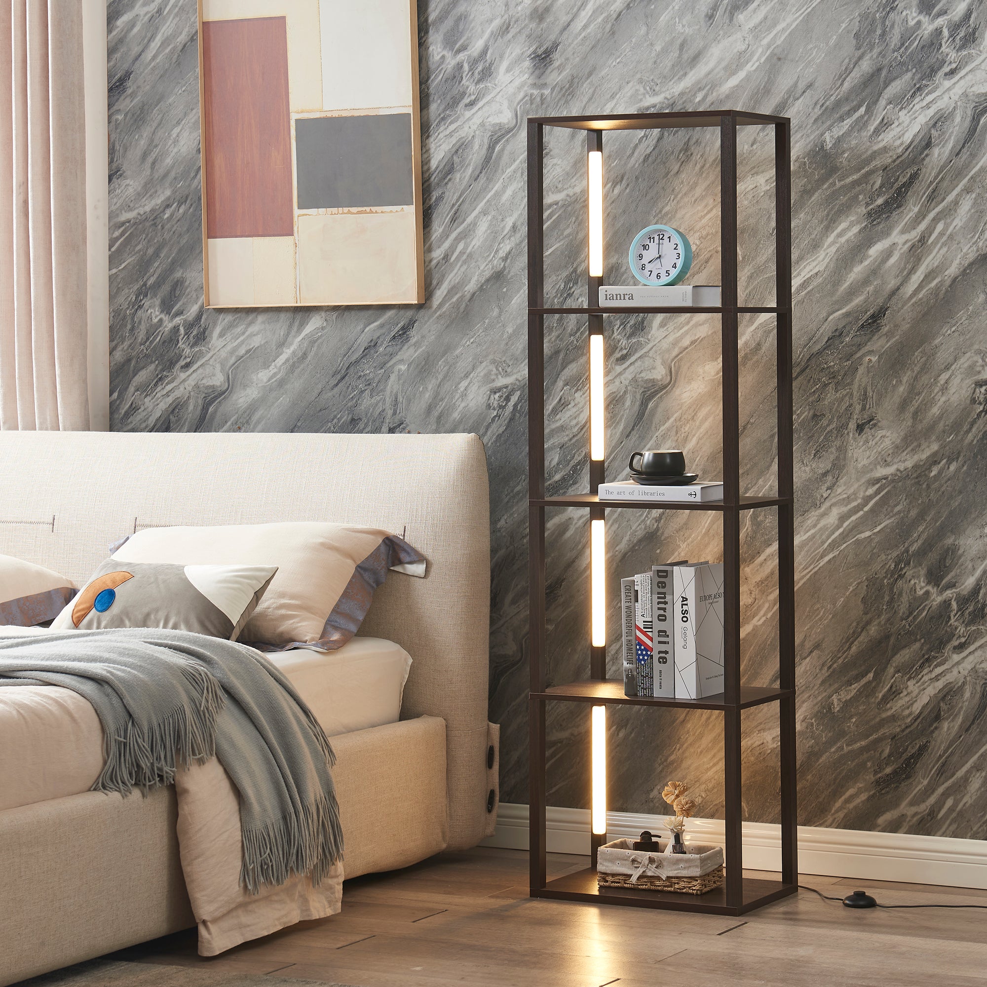 FENLO Fancy Plus Dimmable Floor Lamp with Shelves, Luxury Floor Lamp