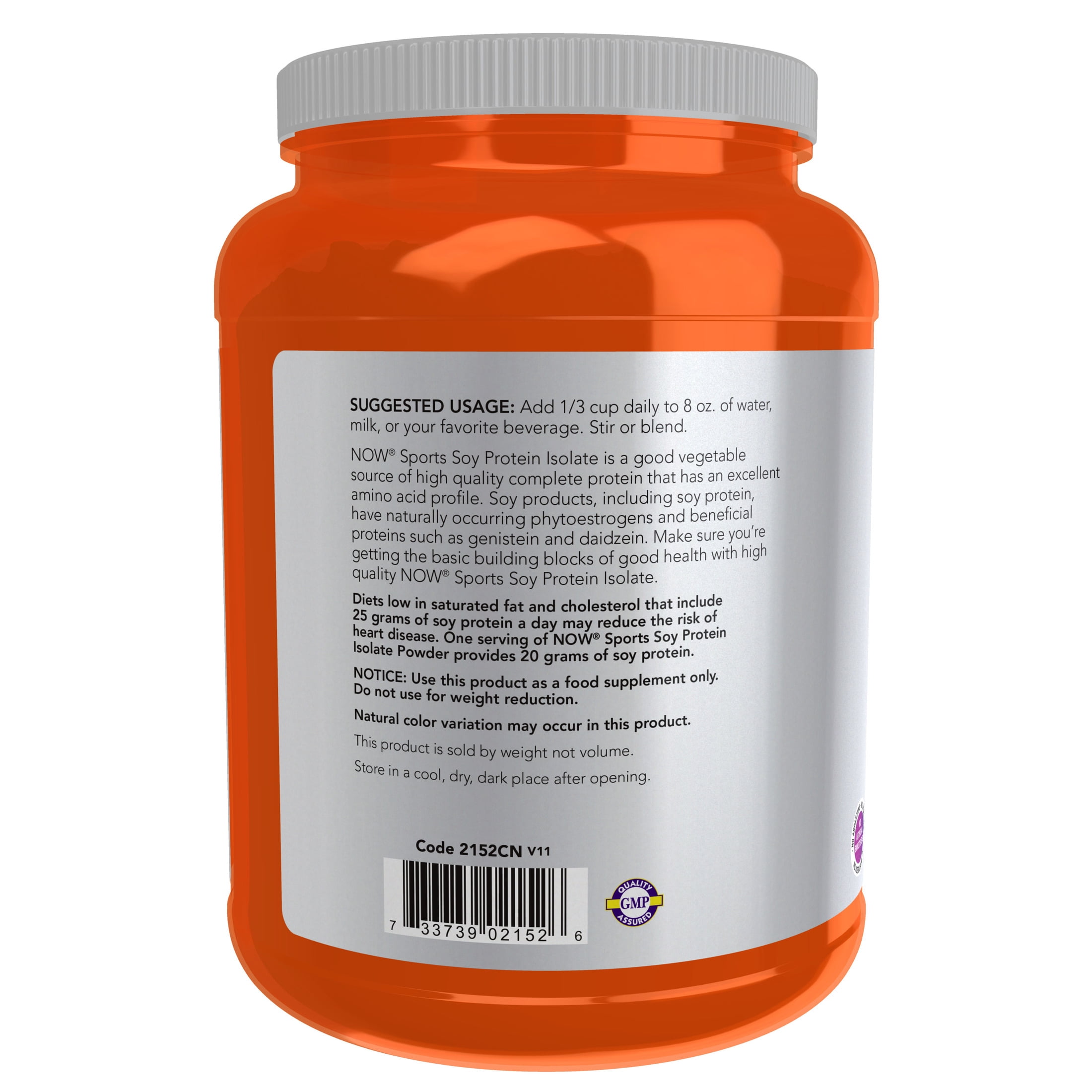 NOW Sports Nutrition, Soy Protein Isolate 20 g, 0 Carbs, Unflavored Powder, 2-Pound