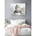 thumbnail image 3 of Grey Christmas Canvas Print Wall Art Framed Canvas Art Wall Decor Snow Hat Snowman Merry Christmas Pictures Painting Morden Artwork for Living Room Bedroom, Ready to Hang - 16"x20", 3 of 6