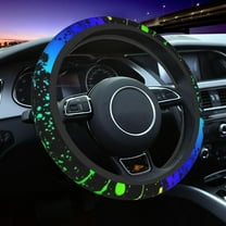 Glow in Dark Splatter Neon Steering Wheel Cover Universal 15 Inch Advanced Anti Slip Elastic Breathable Car Steering Wheel Accessories, Black