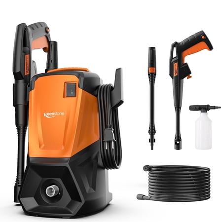 Keenstone 1500W Electric Pressure Washer 4000PSI Max 2.6 GPM with Adjustable Nozzle 0-120°,Power Cleaning Machine with Foam Cannon, Portable to Clean Patios, Cars, Fences, Driveways