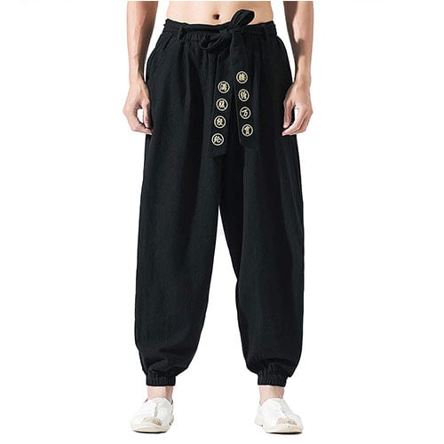 Floral Embroidery Traditional Chinese Style Womens Loose Pants  IDREAMMART