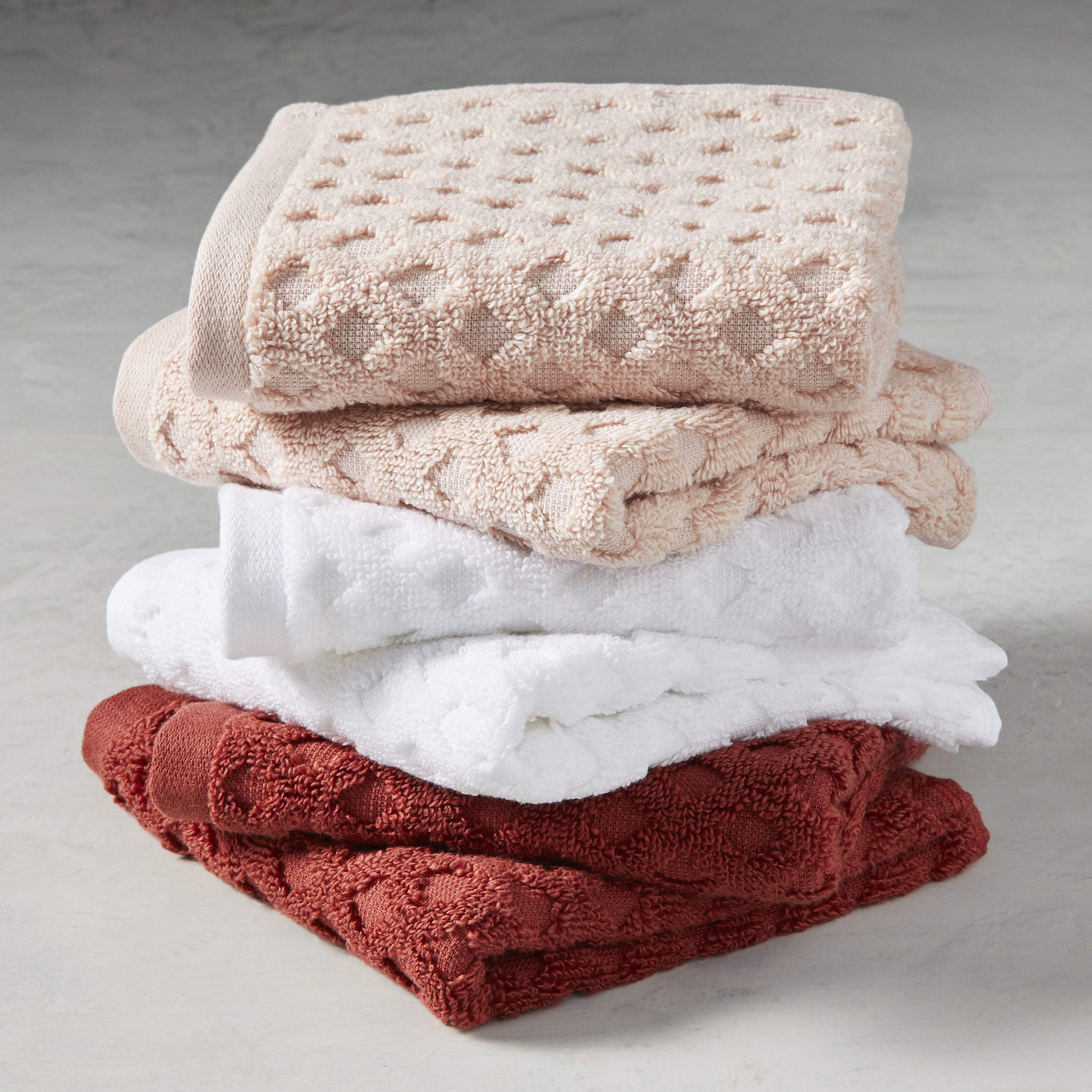 Better Homes & Gardens Signature Soft Textured 6 Piece Washcloth, Pink/White