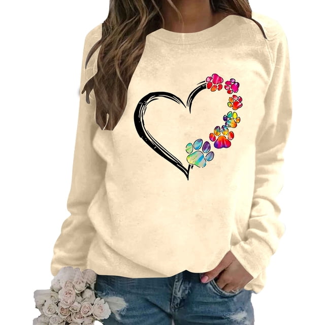 GPOECD Chandail en Molleton Sans Capuche à Col Rond Imprimé Lettre Manches Longues Couleur Unie Mode Décontractée pour Femmes Coupe Ample Confortable Jaune Clair,S