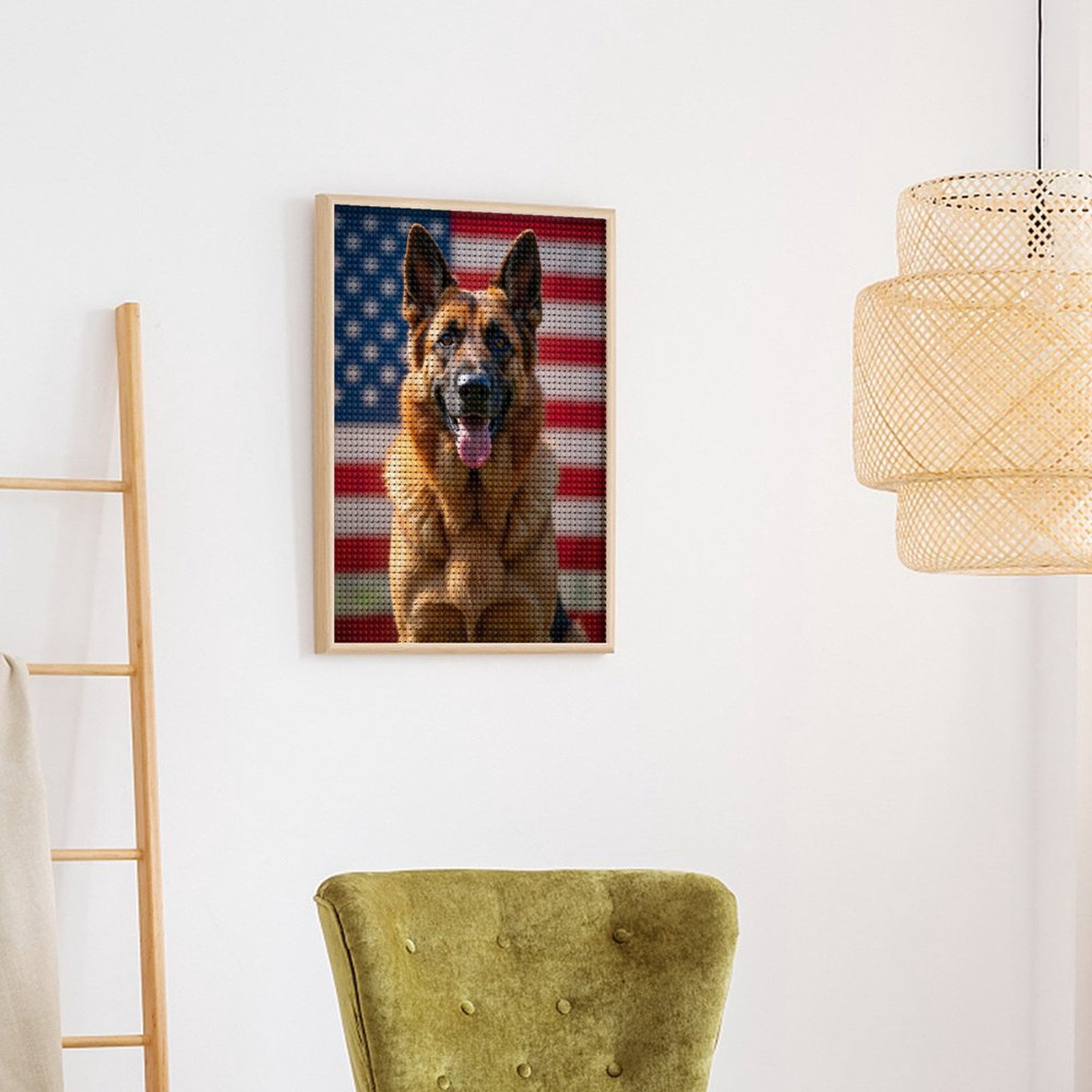 Diamond Art Kits for Adults, Dog American Flag Patriotic Pose 5D Diamond Painting Kits for Adults Beginners, DIY Full Drill Diamond Painting, Gem Art and Crafts 12x16
