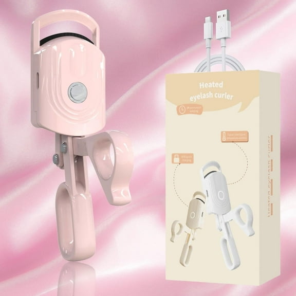 Heated Eyelash Curler Long-Lasting Curl Eyelash Curlers Quick Heated Eyelash Curlers 3 Temperature Levels Anti-scalding Design Rechargeable Eyelash Curler (Pink)