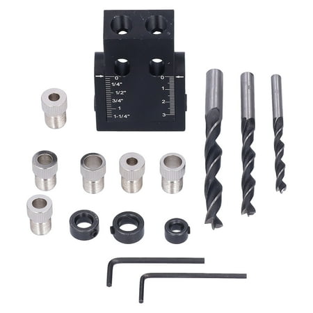 

Oblique Hole Locator 15° Pocket Slant Holes Jig Kit Woodworking Positioner with Drill Bits
