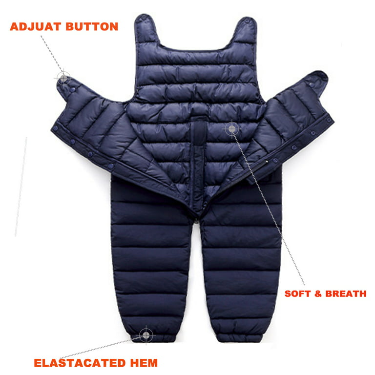 URMAGIC 6M-4T Baby Boy Girl Winter Snow Pants Bib Lightweight Puffer  Overall Jumpsuit Skiing Pants with Pocket