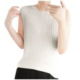 thumbnail image 3 of Htigea Women's Summer Tank Tops Sleeveless Casual Loose Shirts Knit Cami Sweater Vest White,XL, 3 of 4