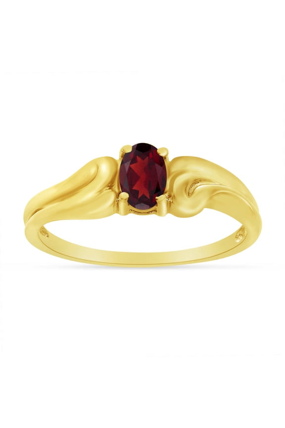14k Yellow Gold Oval Garnet Ring