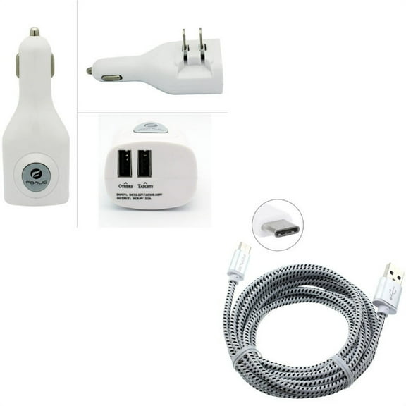 For Google Pixel 7a/7/Pro/6a - Car Home Charger w 6ft USB Cable, 2-Port USB 2-in-1 Power, Type-C Charger Cord Power for Google Pixel 7a/7/Pro/6a Phones