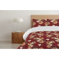 thumbnail image 4 of Ambesonne Floral Down Alternative Quilt Comforter, Retro Botanical Pattern Wild, Full, Ruby Amber Grey Teal, 4 of 5