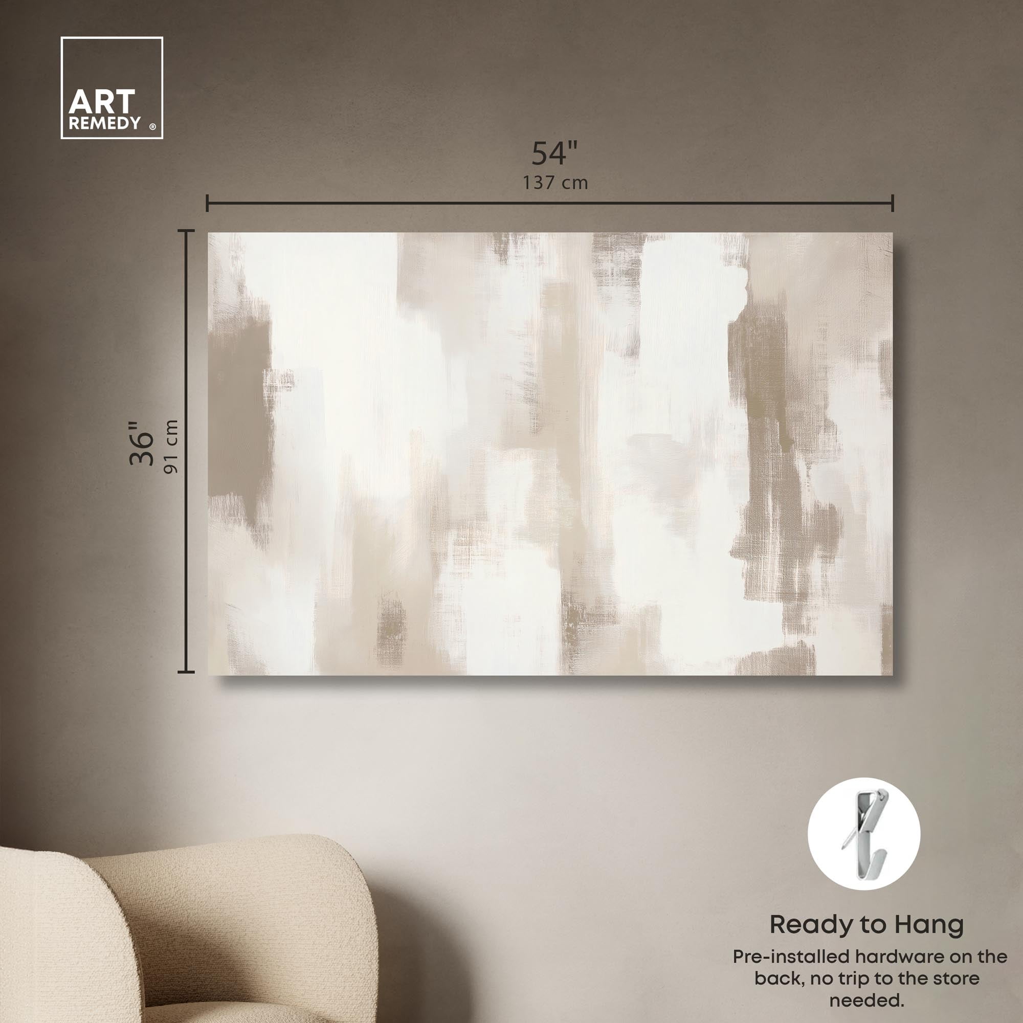 Art Remedy Neutral Abstracts Canvas, 54" x 36", Gallery Wrapped, Winter Mist II