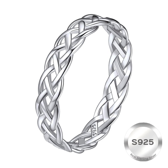 ChicSilver 925 Sterling Silver Celtic Knot Ring, Eternity Wedding Band for Women 4mm Hypoallergenic Promise Ring Birthday Anniversary Gift
