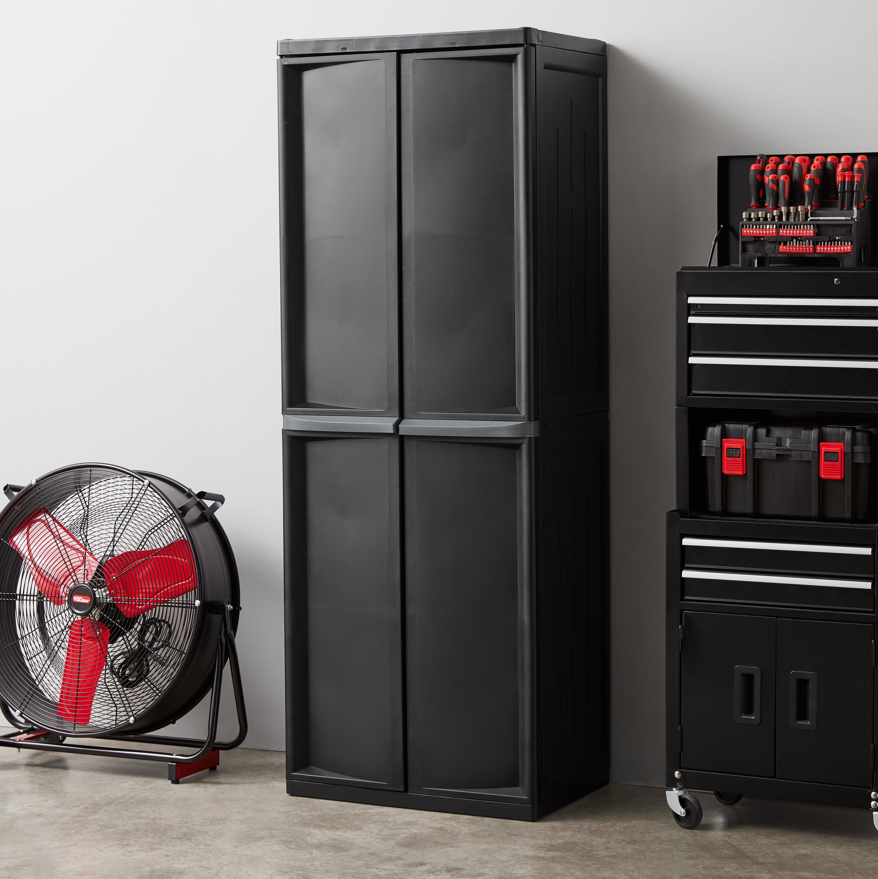 Buy Hyper Tough Plastic 4 Shelf Garage Storage Cabinet Black Online At