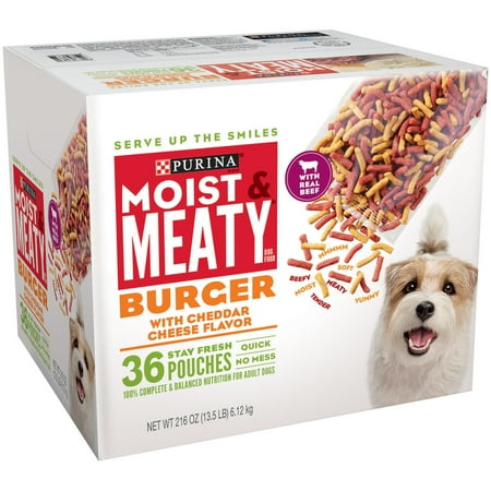 Purina Moist & Meaty Burger with Cheddar Cheese Flavor Dog Food 36 ct Box