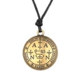 thumbnail image 2 of Collar de amuleto de la buena suerte de Talismán de protección, sello de riqueza de acero inoxidable de solomon, cadena de cuerda de cera de ajuste, regalo de joyería, 2 of 4