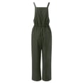 thumbnail image 4 of HBFAGFB Jumpsuits for Women Sleeveless Button Down Casual Pants Rompers with Pockets Green Size L, 4 of 5