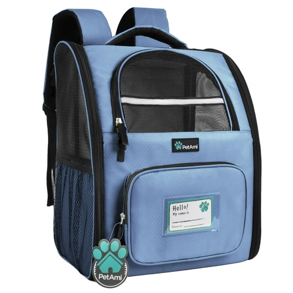 Mochila transportadora PetAmi para perro y gato hasta 8 kg color azul claro