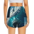 thumbnail image 3 of Picia Airplane Shark Pattern Women's 2 in 1 Athletic Running Shorts High Waisted Workout Casual Gym Sweat Shorts with Comfy Liner Zipper Pockets-Large, 3 of 9