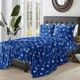 thumbnail image 5 of Elegant Comfort Ultra-Soft 4-Piece Holiday Velvet Plush Flannel Sheet Set - Warm Fuzzy Flannel Fleece with Deep Pockets - High-Quality - King, Artic Blue Christmas, 5 of 5