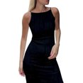 thumbnail image 3 of Vestido largo de punto sin mangas, ajustado, fruncido, paquete ajustado, malla a la cadera, un hombro, vestido corto con lazo, vestido largo de boda D, 3 of 5