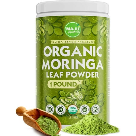 Maju's Organic Moringa Powder - 1-Pound - Oleifera Leaf, Dried...