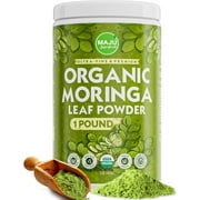 Maju's Organic Moringa Powder - 1-Pound - Oleifera Leaf, Dried Drumstick Tree Leaves, Works As Tea - Maju Superfoods