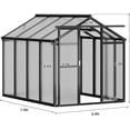 thumbnail image 6 of Heavy-Duty Walk-In Greenhouse 6x8 FT - Aluminum Frame, Polycarbonate Panels, Roof Vent, Lockable Sliding Door - Outdoor Garden, Patio, Sunroom, Backyard - Black, 6 of 7