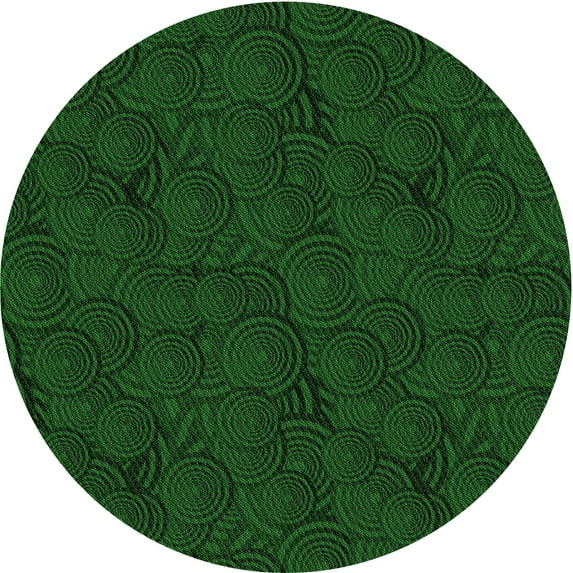 Ahgly Company Machine Washable Indoor Round Transitional Green Area Rugs, 8' Round
