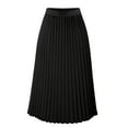 thumbnail image 4 of Dresses for Women High Waist Ruffled Chiffon A Line Midi Skirt Solid Long Lengths Womens Dress Black L, 4 of 4