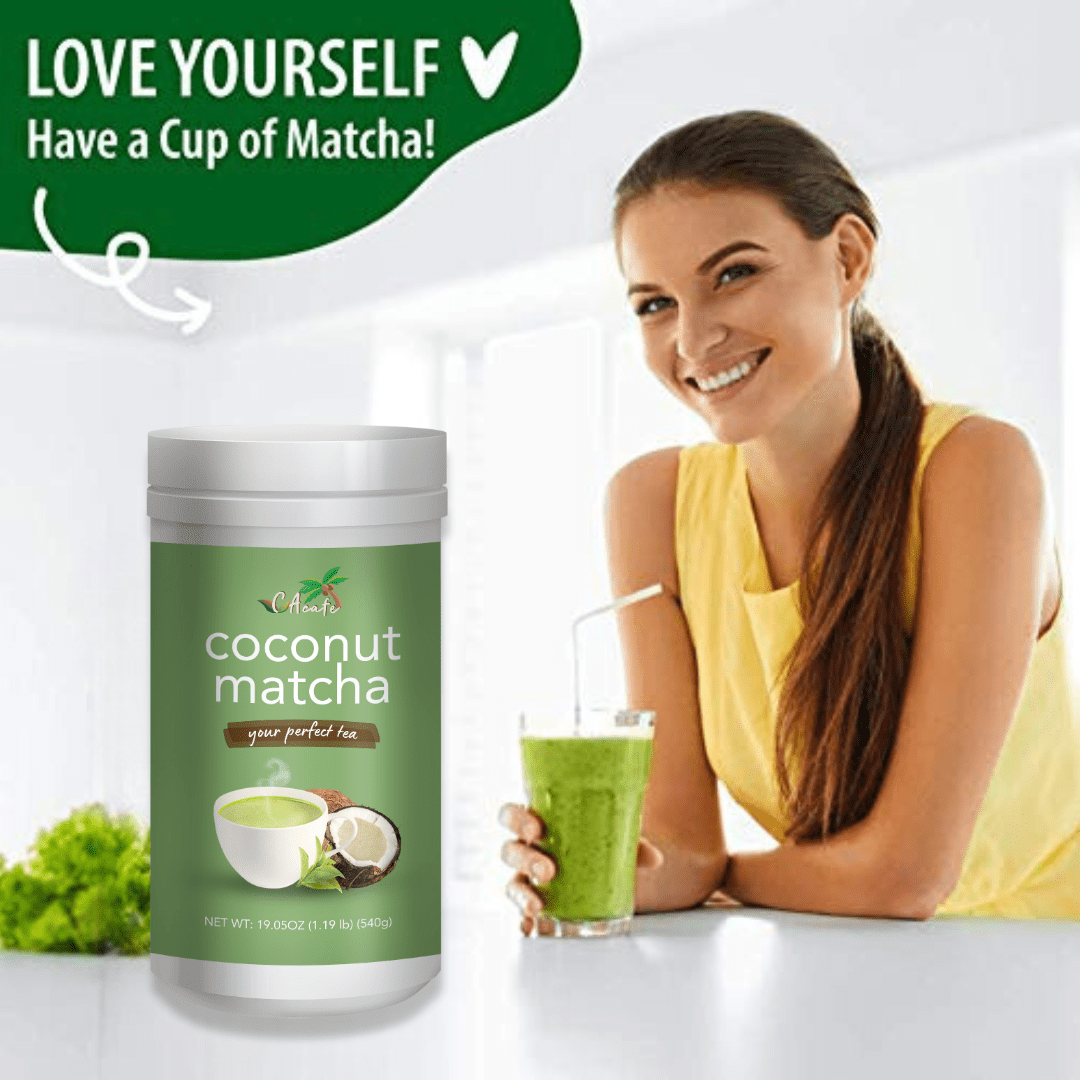 CAcafe Coconut Matcha, Japanese Matcha Powder Infused with Coconut 19.05oz (2-Pack)