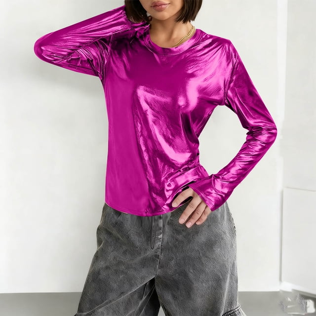 TaTaai Spring Summer Base Layer for Women, Round Neck Long Sleeve Top, Soft Comfortable Fabric, Ideal for Everyday Wear, Layering and Casual Style Gift