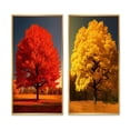 thumbnail image 2 of Designart "Yellow Countryside Beauty of a Magnificent Tree" Landscape Trees Framed Wall Art Set Of 2 - Traditional Red Framed Canvas Set For Living Room Decor, 2 of 6
