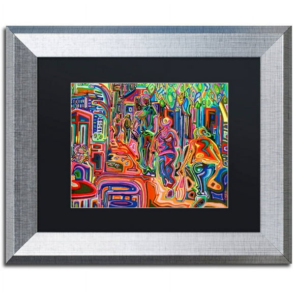 Trademark Fine Art "Folk" Canvas Art by Josh Byer, Black Matte, Silver Frame